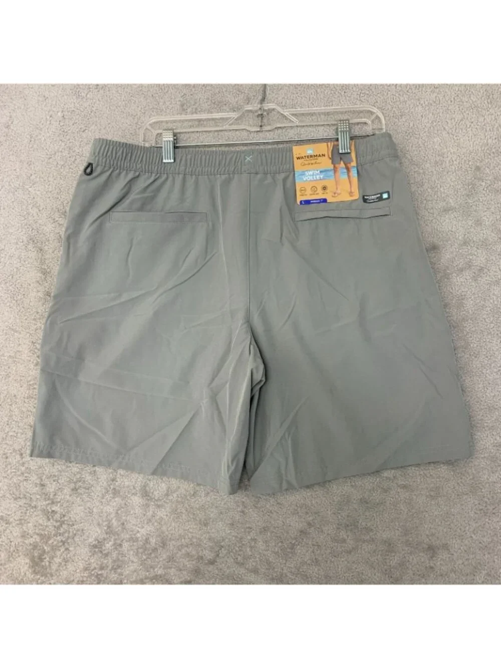 NWT Quiksilver Men's L Gray  Waterman Collection Swim Volley Shorts L Stretch